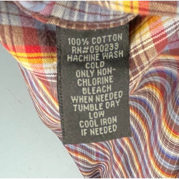 VTG Bullhead Western Pearl Snap XXL Cowboy Grunge Plaid Short Sleeve 100% Cotton - Picture 8 of 8